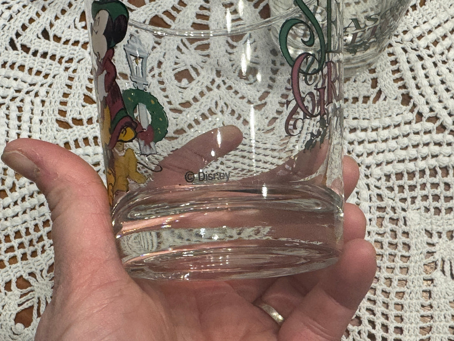 Anchor Hocking Disney Mickey And Friends "Seasons Greetings" Christmas Glasses