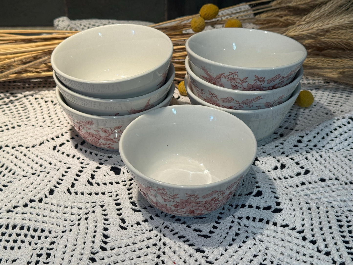 Vintage WINDSOR Steelite Ironstone Pink Transferware Bowls