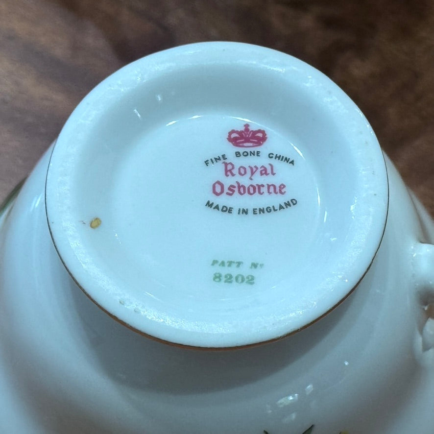 Royal Osborne Pink Anemone Floral Teacup & Saucer Set