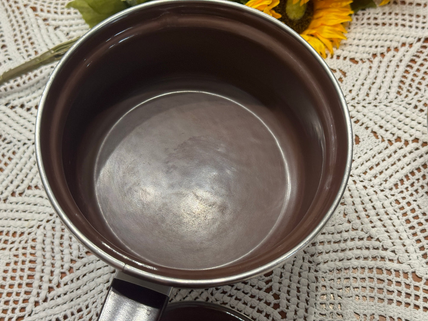 Vintage Floral Enamel Pot Set