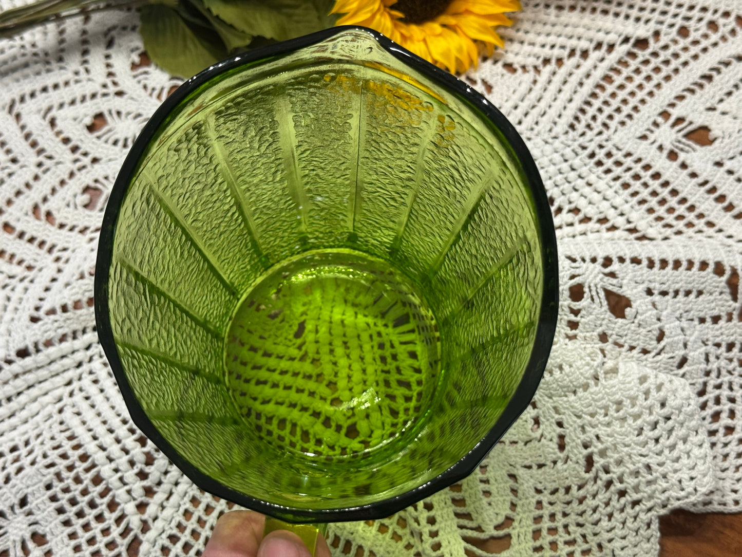Anchor Hocking Avocado Green Textured Pitcher