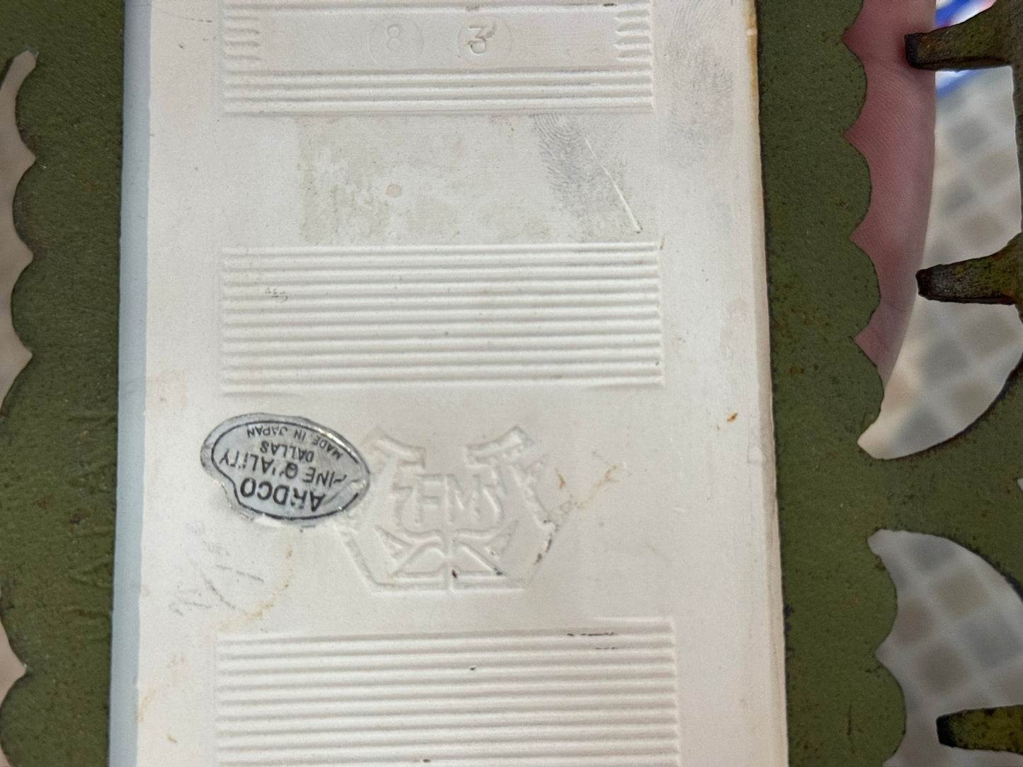 Vintage Green Cast Iron & Kitchen Tile Wall Motif Key Holder/Towel Holder