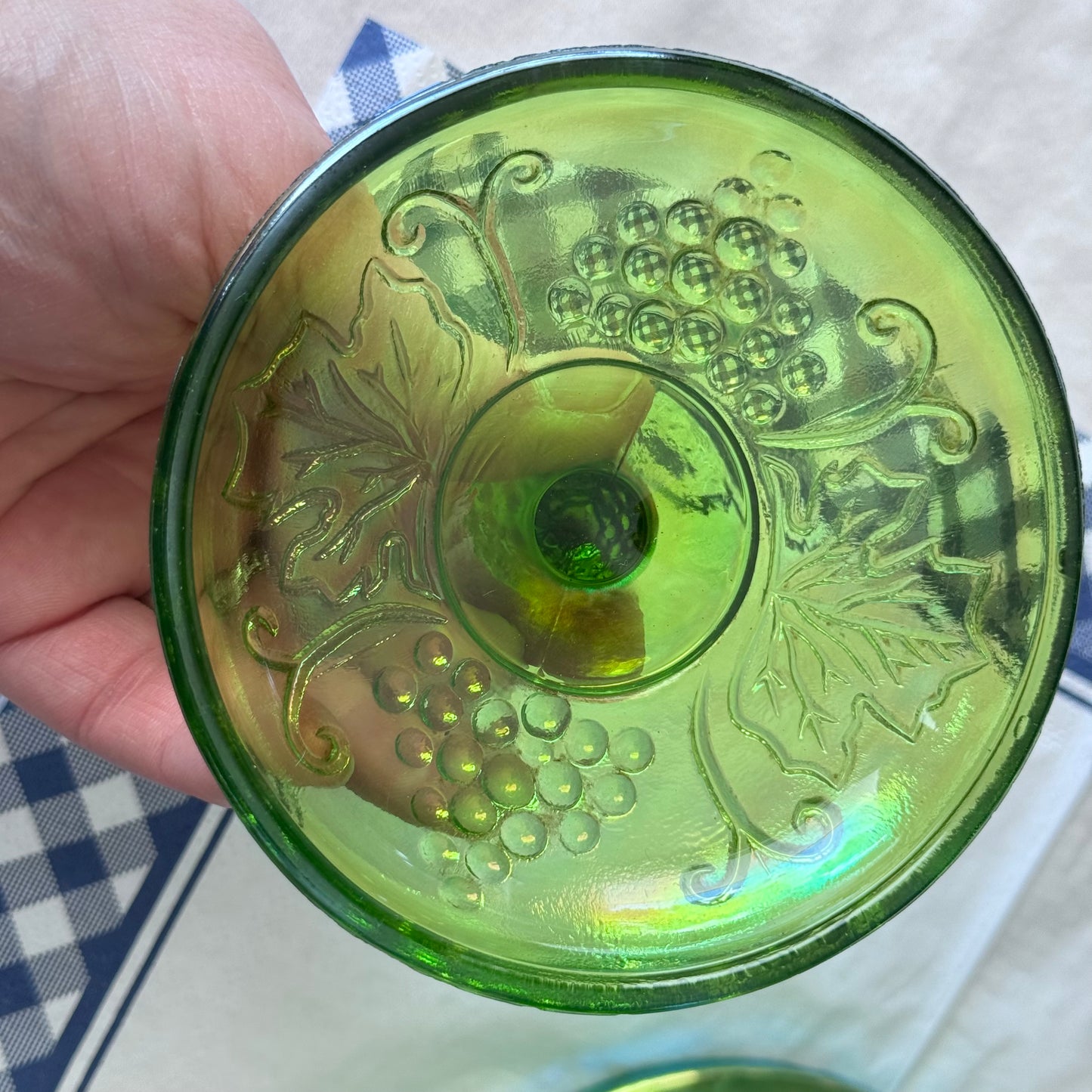 Indiana/Carnival Green Glass Biscuit/Candy Jar