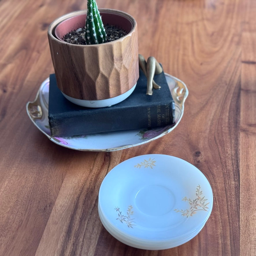 Federal Milk Glass 'Golden Glory' Saucers