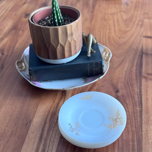 Federal Milk Glass 'Golden Glory' Saucers