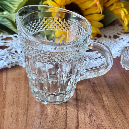Covetro Italian Glass Creamer -Diamond & Block Pattern