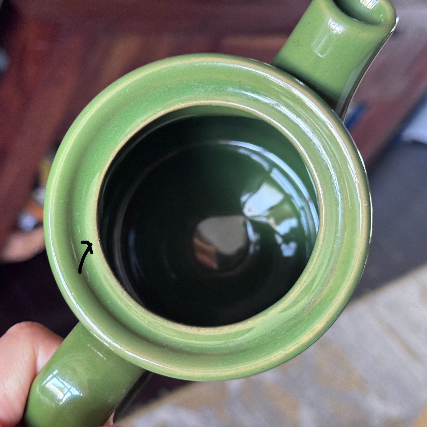 Retro Winterling Green/Red-Orange/White Ceramic Teapot
