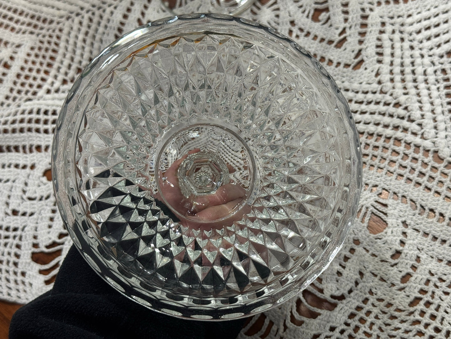 Indiana Diamond Point Ruby Compote/Candy Dish