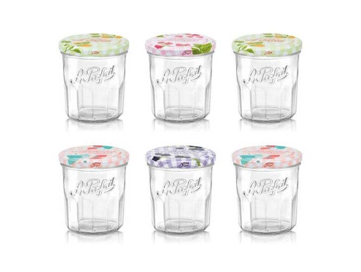 LE PARFAIT Glass Jar w/decorative Metal Lid: Clear w/décor lid / Clear w/décor lid / 8x8x9.5cm/3x3x3.7"