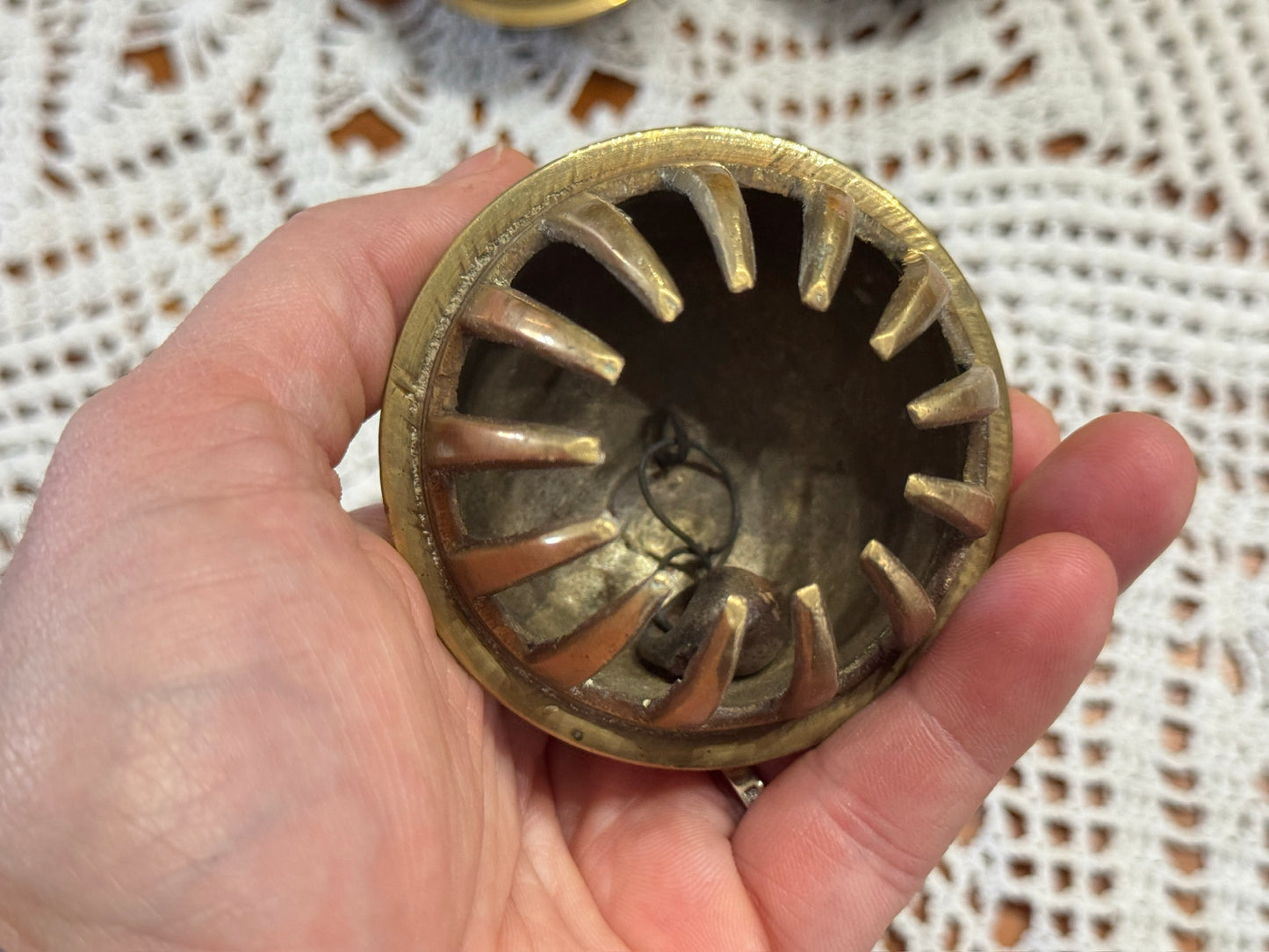 Vintage Etched Brass Elephant Claw Bells