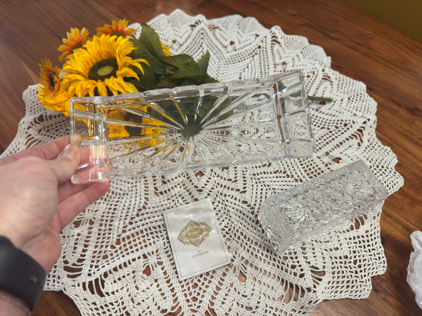 Shannon Crystal Pineapple Etch Butter Dish