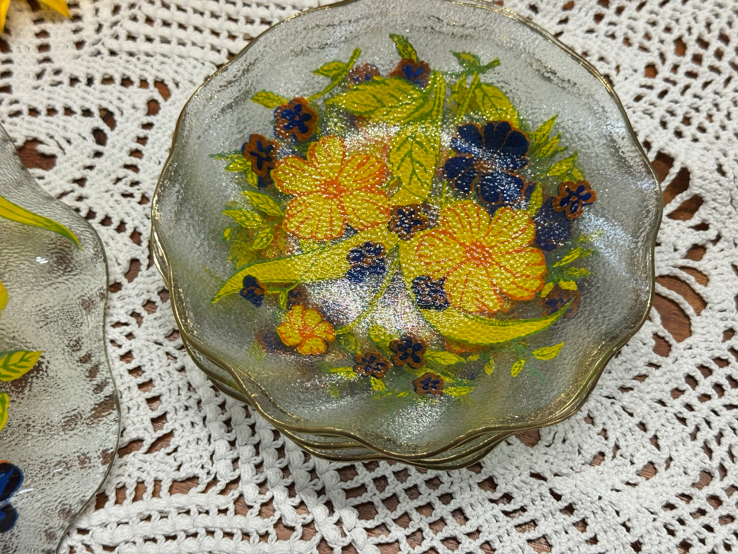 Reverse Painted Dessert Set