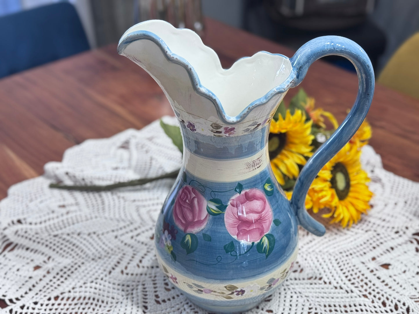 Large Floral Pitcher/Jug