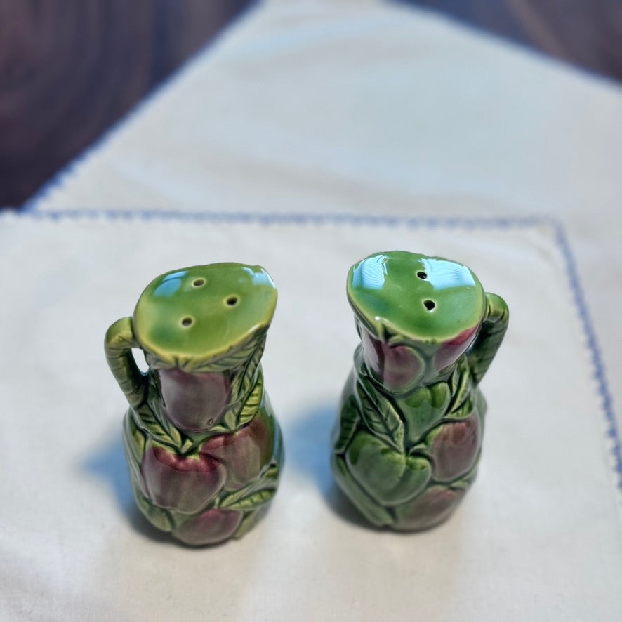 Green Ceramic Jugs with Apples Salt & Pepper Shakers