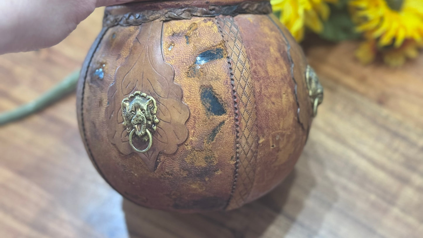 Vintage Italian Leather Wrapped Glass Humidor