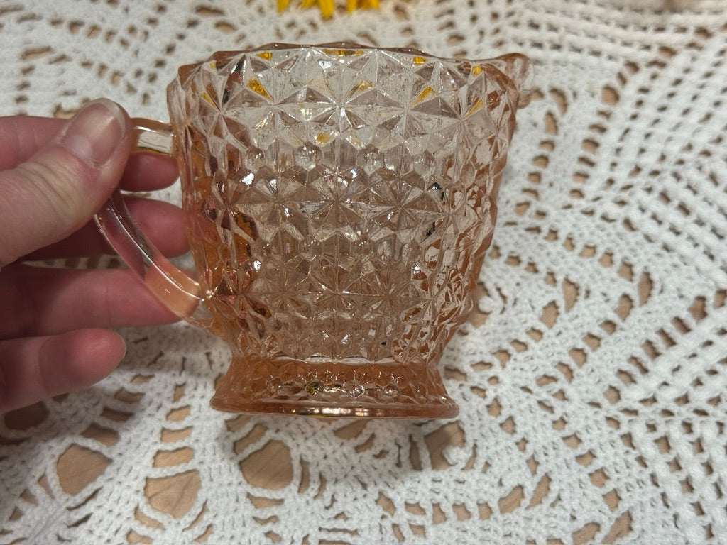 Pink Depression Glass 'Holiday Buttons and Bows' Creamer