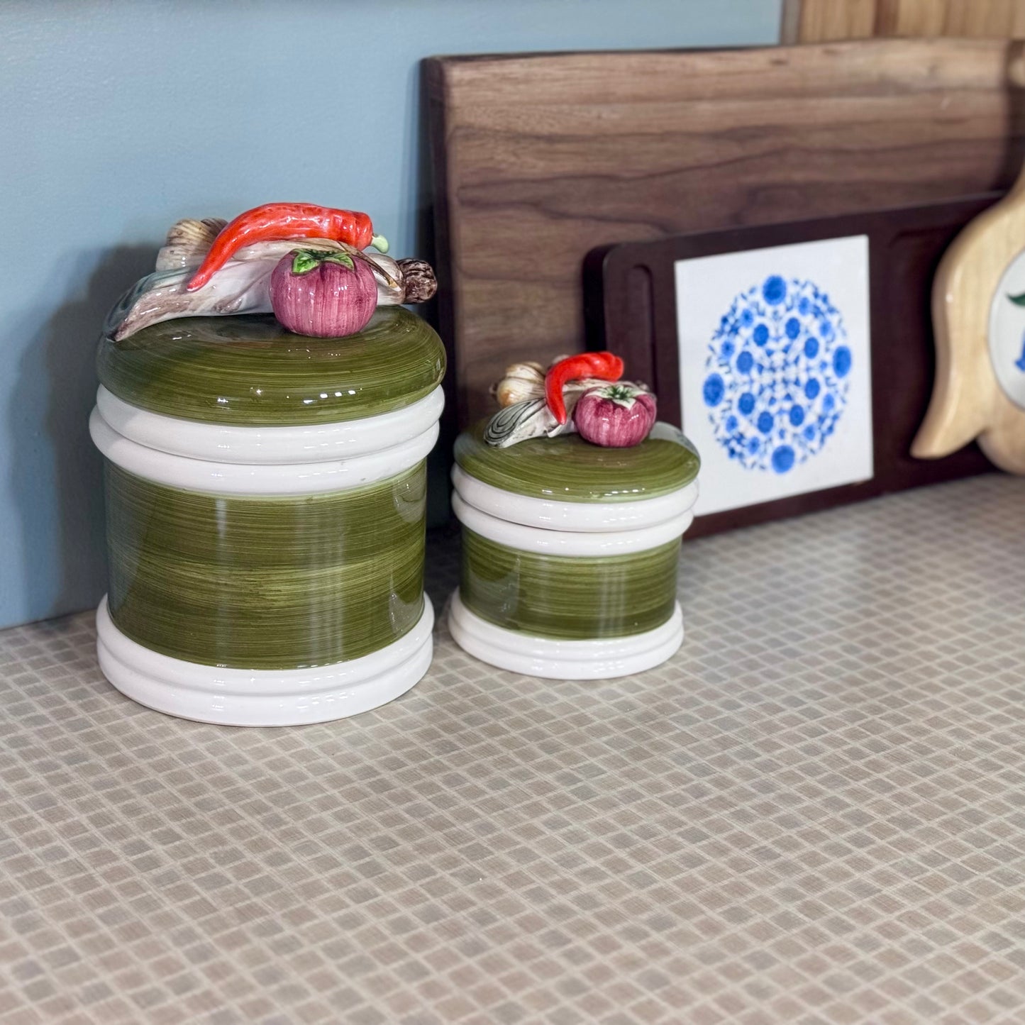 Napoleon Capodimonte Garden Harvest Hand Painted Canisters