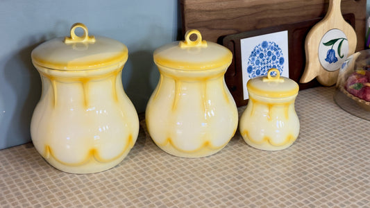 Vintage Yellow Ceramic Canister Set