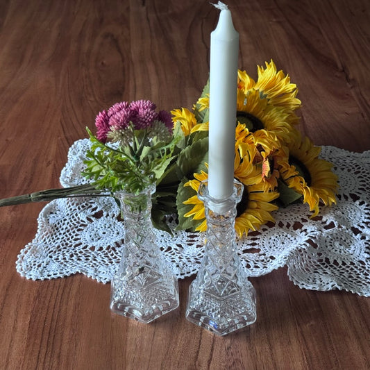 Anchor Hocking Clear Pressed Glass Wexford Pattern Bud Vases