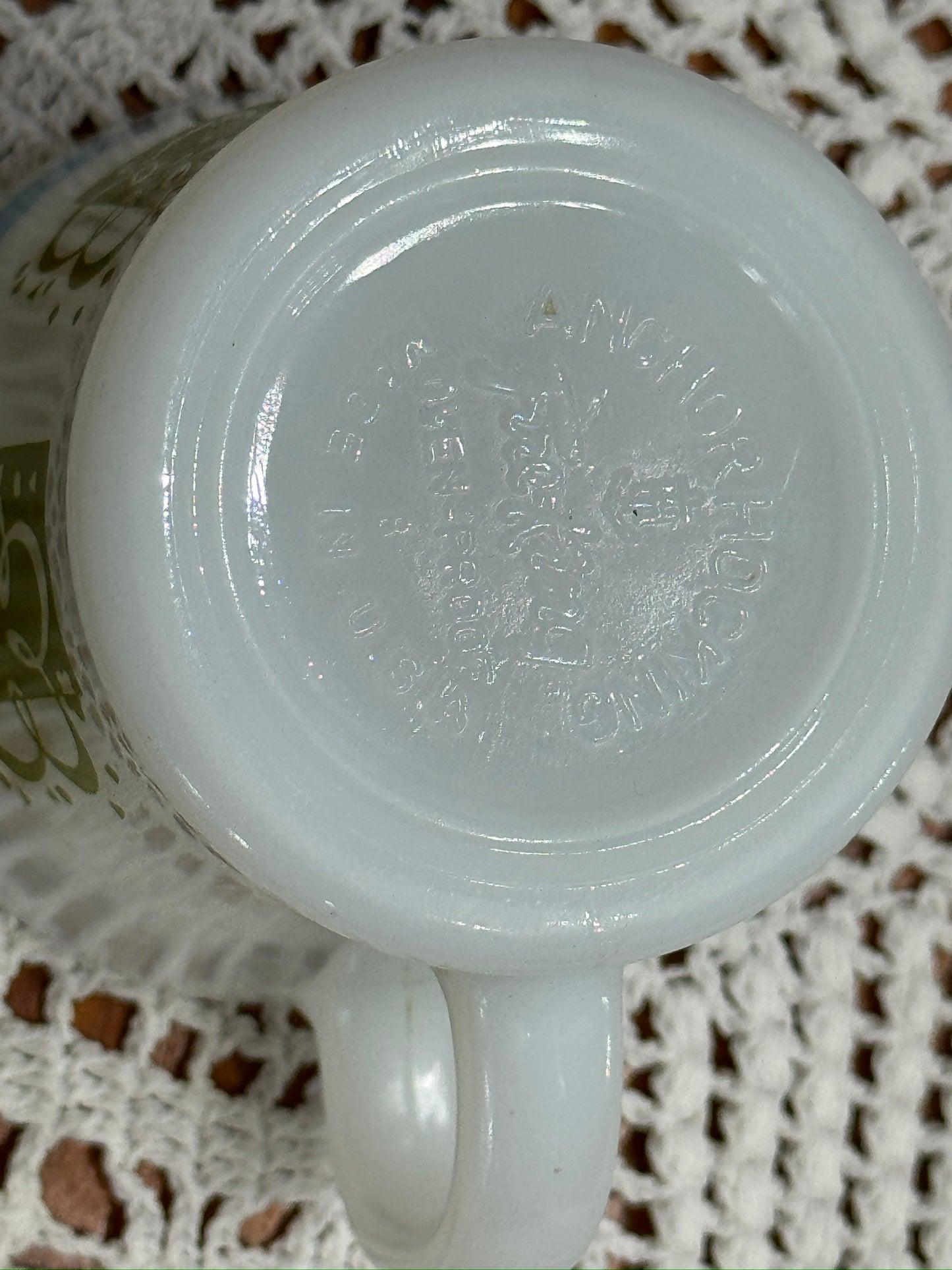 Anchor Hocking Fire-King Greek Key Milk Glass Mugs