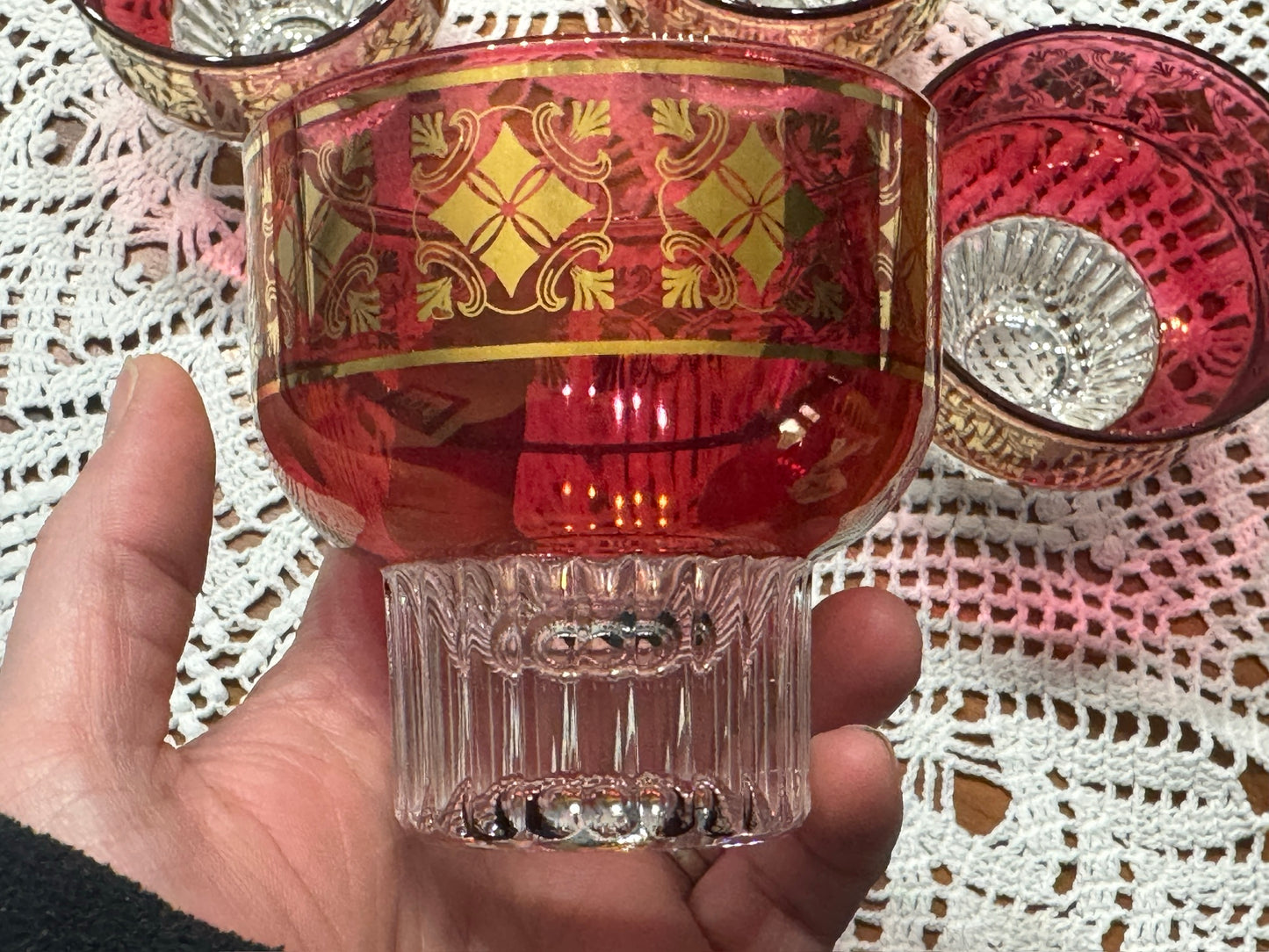 Cristallerie Italy Red Cocktail Glasses