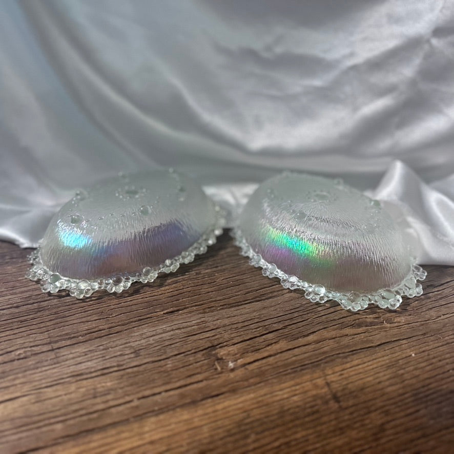 Bubble Glass/Ice Bark Beaded Oval Dishes