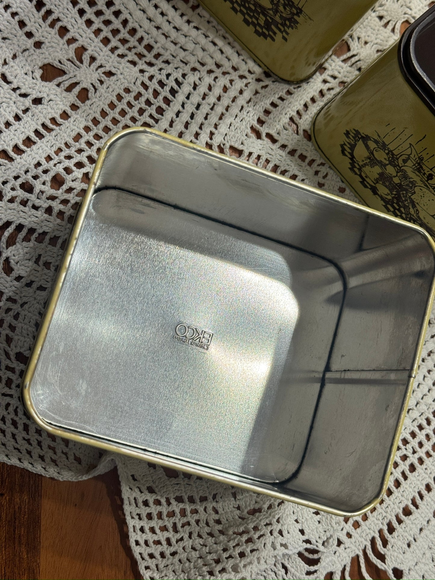 Vintage Ekco Yellow/Brown Stackable Canister Set