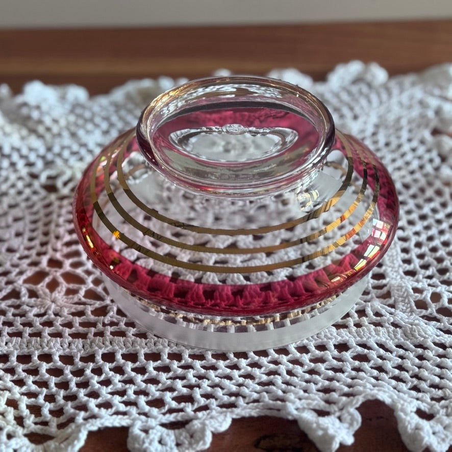 Czech Bohemian Covered Candy Dish