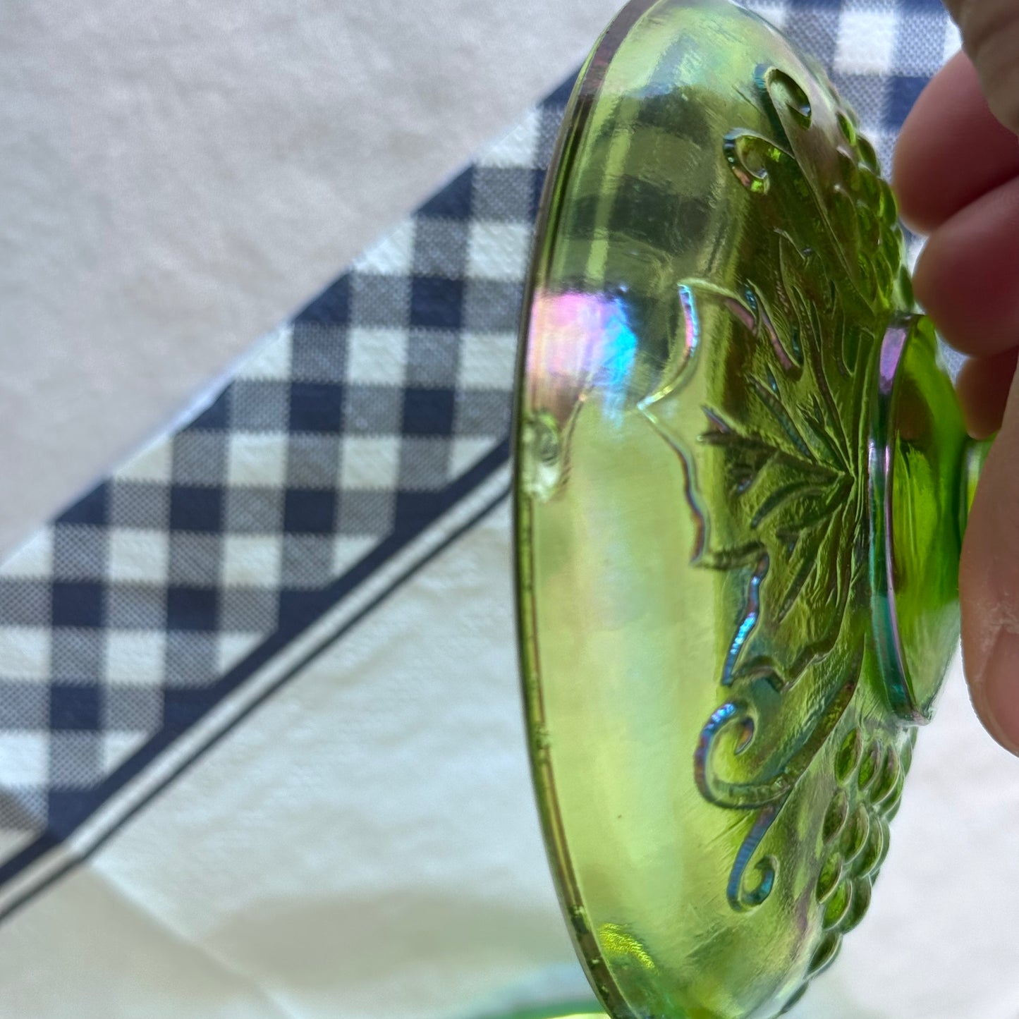 Indiana/Carnival Green Glass Biscuit/Candy Jar