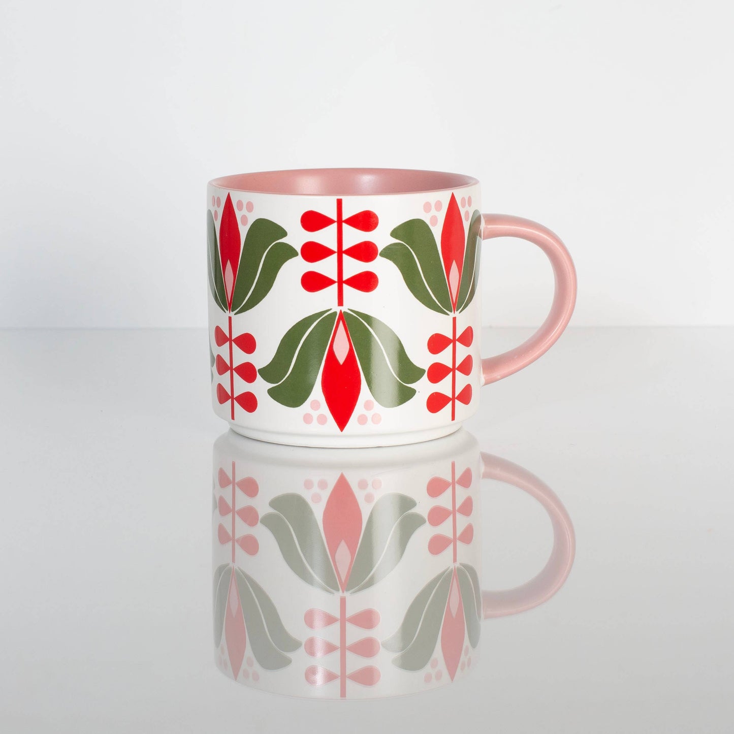 Red Lotus Mid Century Modern Matte Stackable Coffee Mug