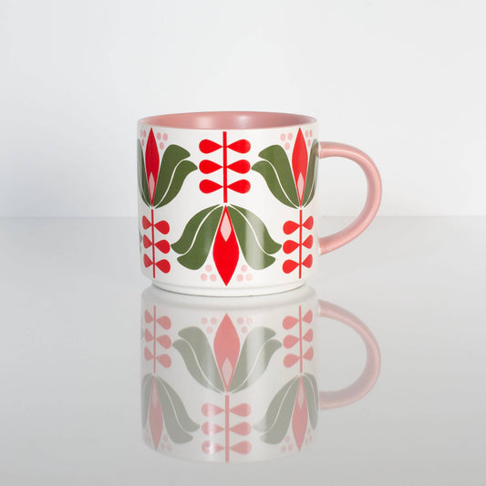 Red Lotus Mid Century Modern Matte Stackable Coffee Mug