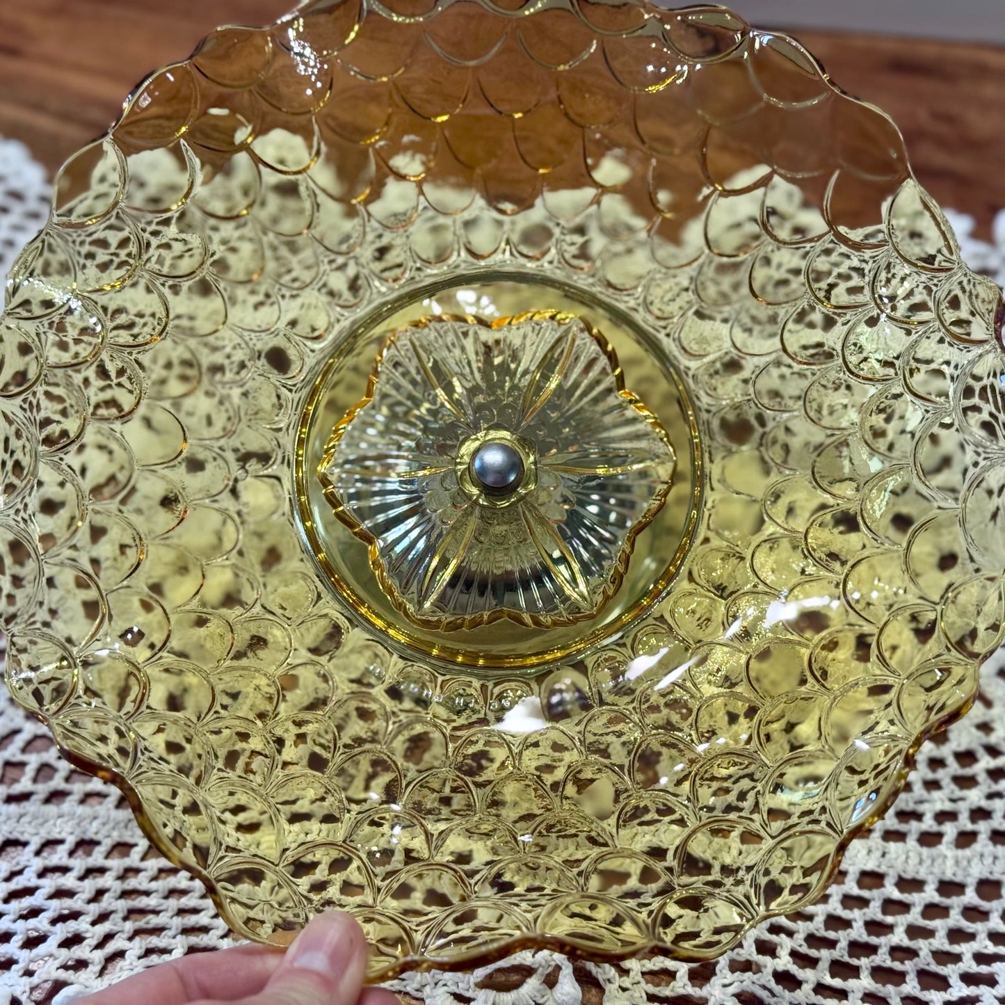 Amber Glass Bagley Footed Plate/Cake Stand Made In England