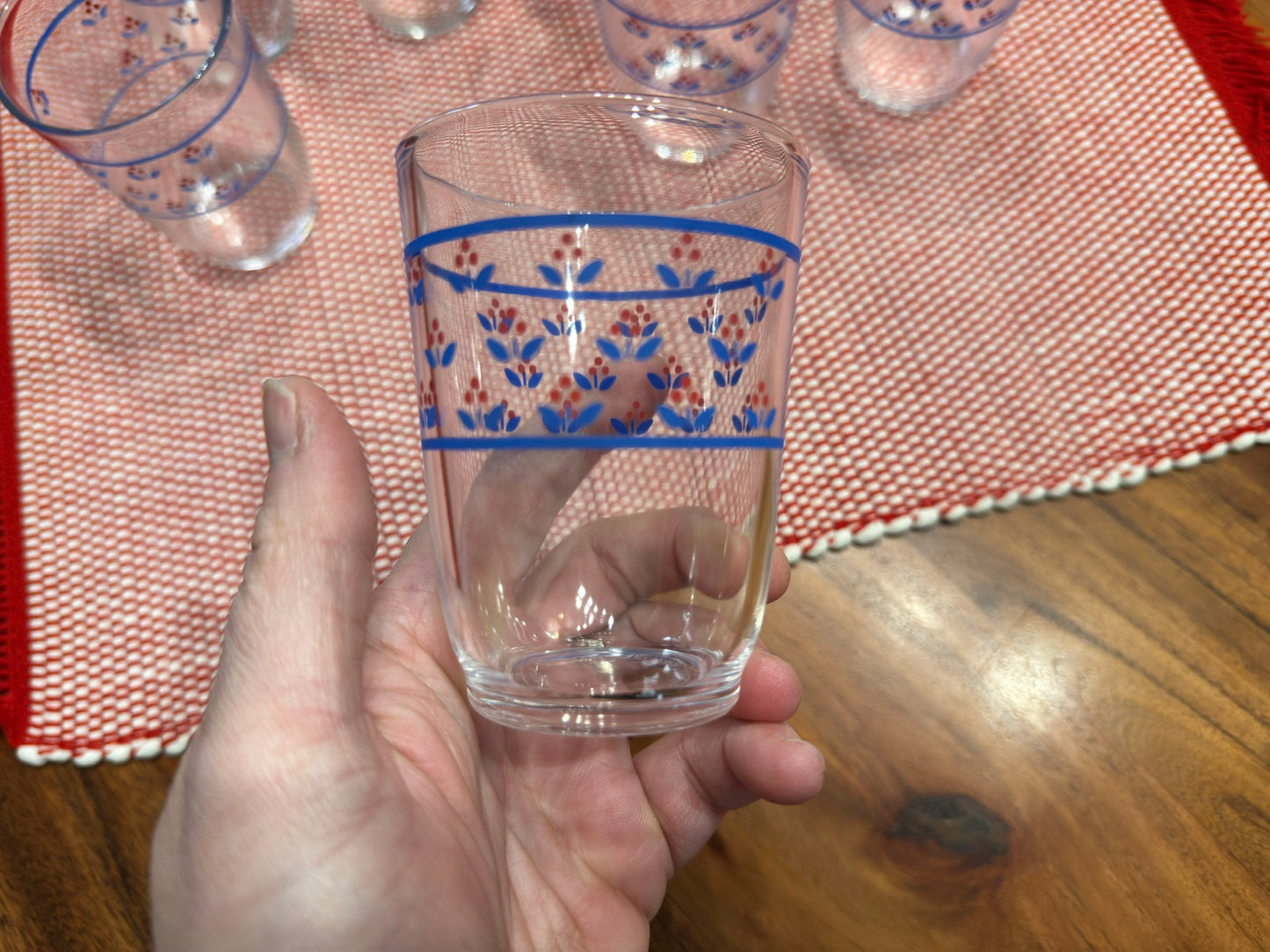 Red & Blue Floral/Tulip "Made In Brazil" Drinking Glasses