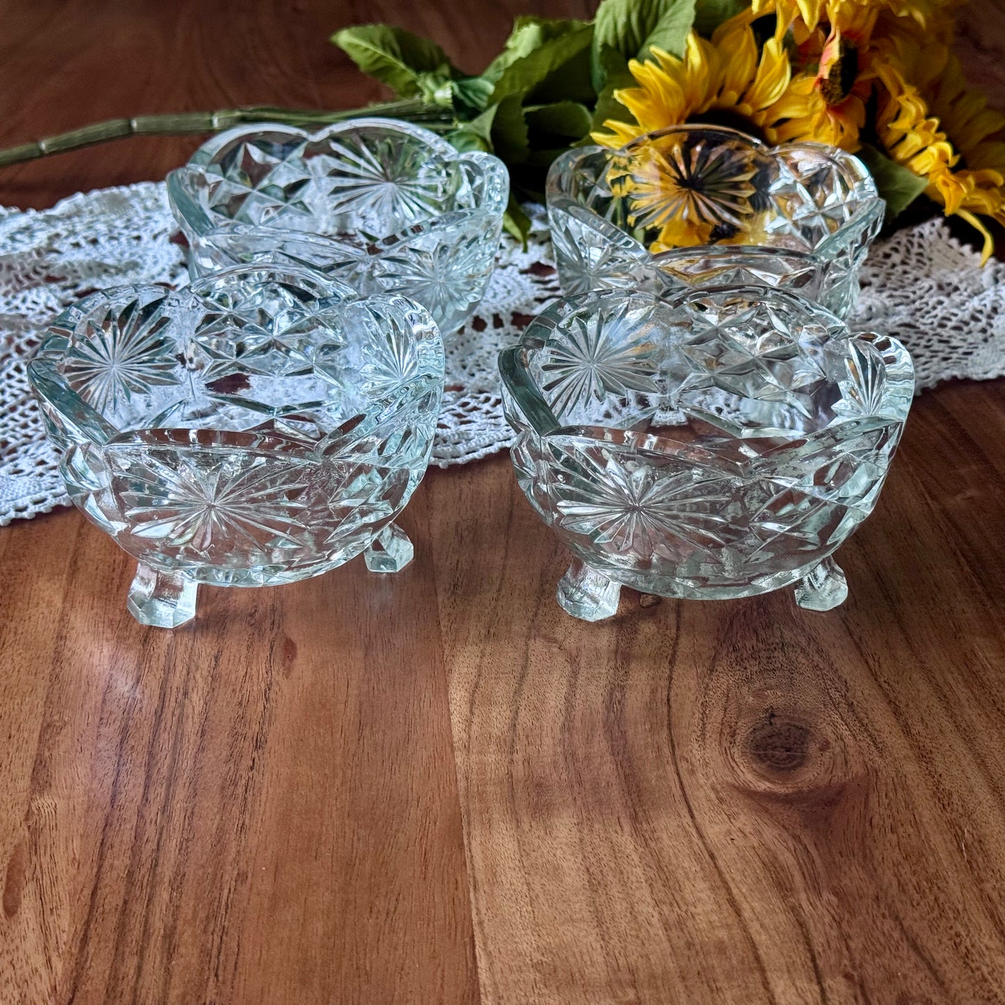 Cut Glass Sugar Bowl in Star Pattern