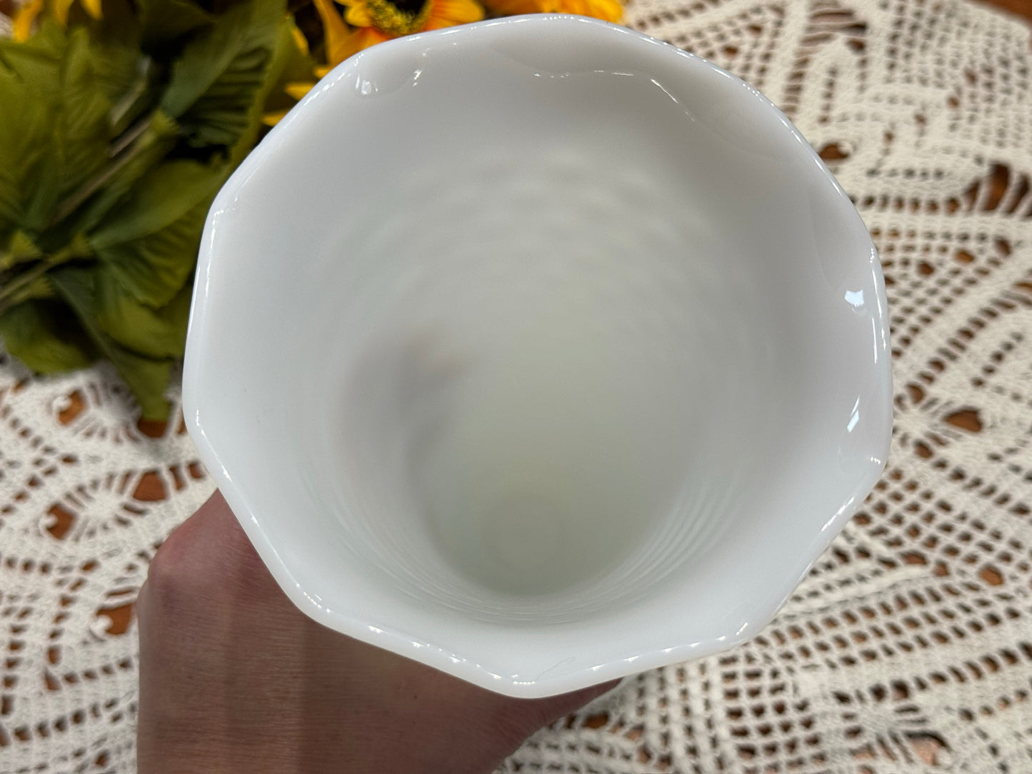 Anchor Hocking Milk Glass Hobnail Vase