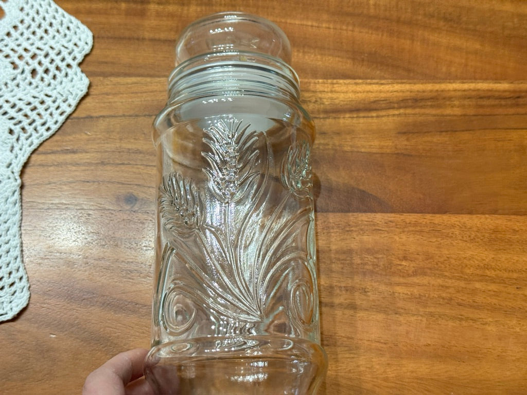 1982 Planters Mr. Peanut Clear Glass Jar Wheat Pattern