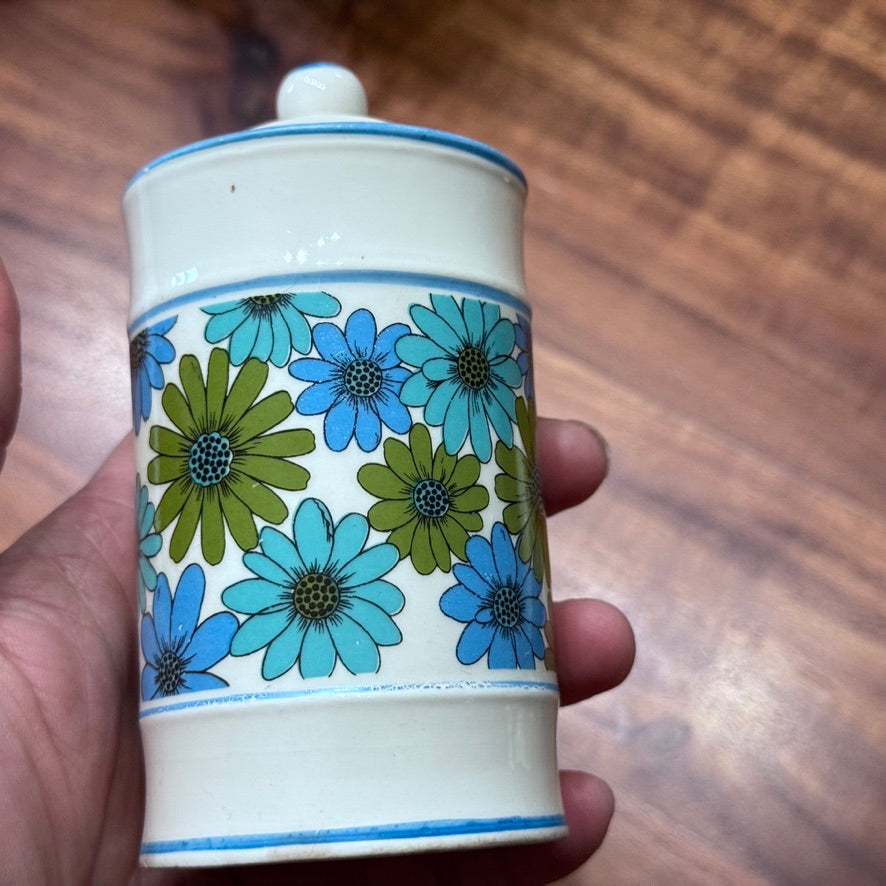 Flower Power Blue/Green/White Salt & Pepper Shakers