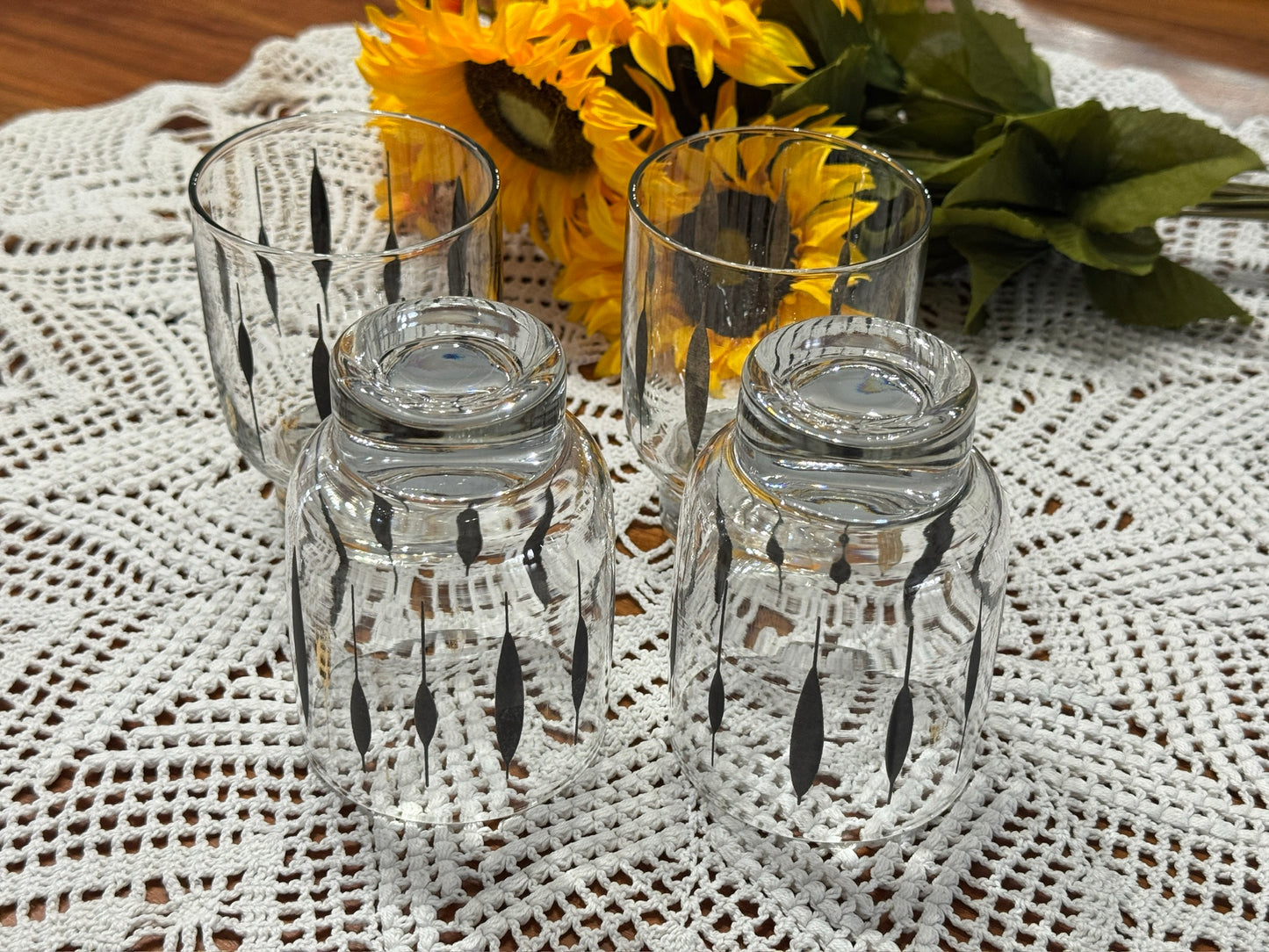 Harlequin Black & Gold Roly Poly Lowball 'Cattail' Drinking Glasses