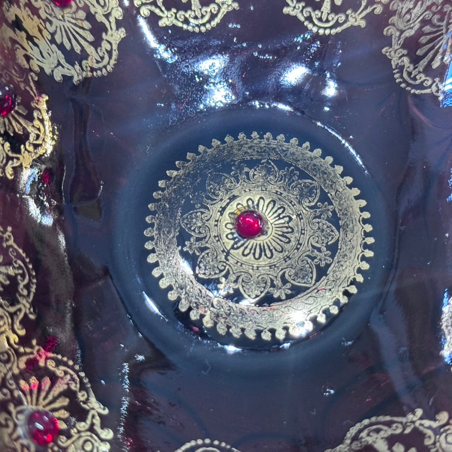 Art Glass Handled Amethyst Basket