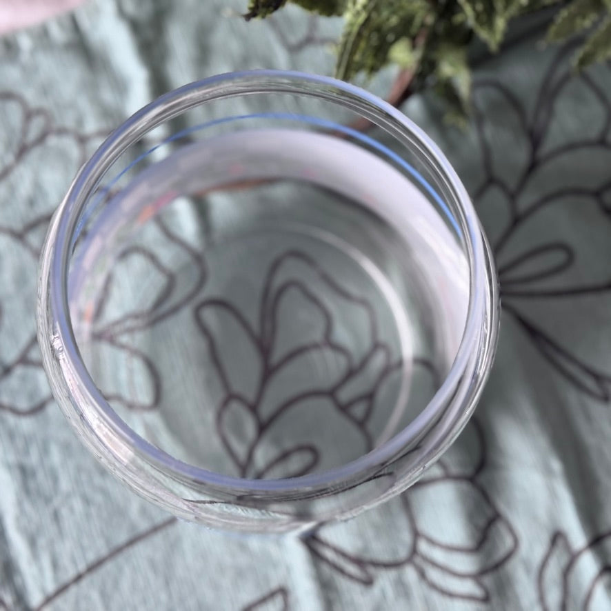 Blue Checkered & Fruit Glass Canister by Palluy