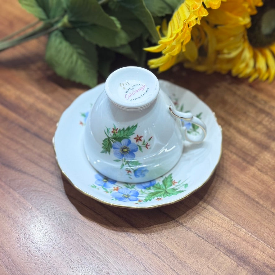 Colclough Blue Floral Teacup & Saucer Set