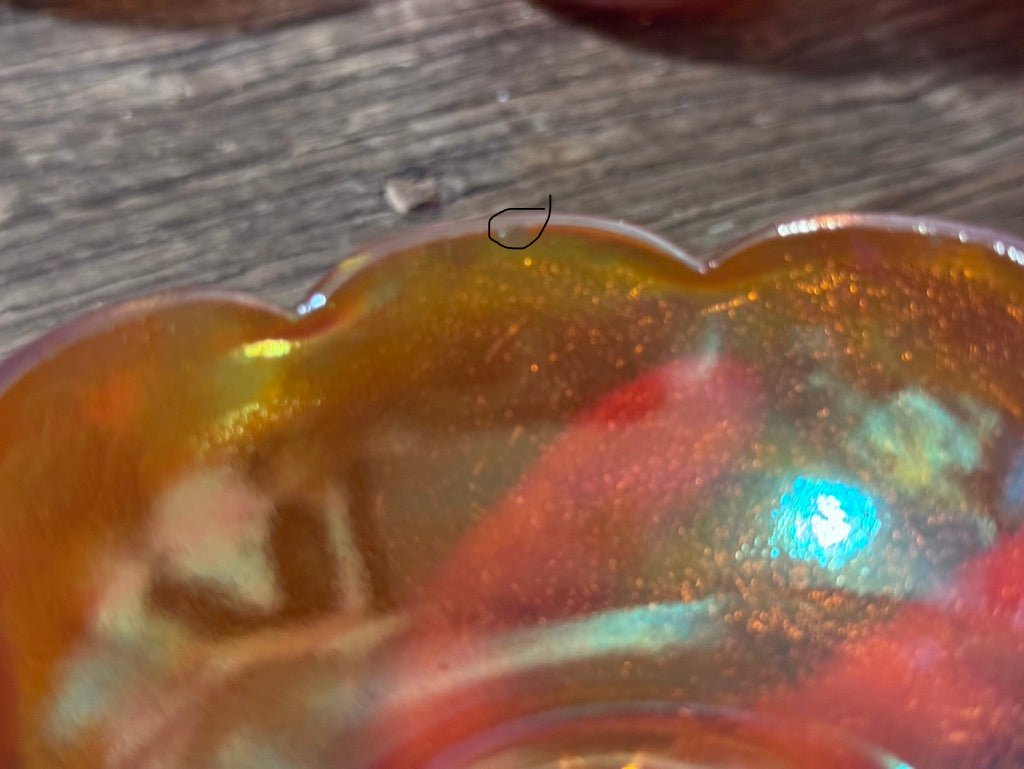 Jeanette Glass/Carnival Glass, Marigold, Crackle Pattern, Small Bowls