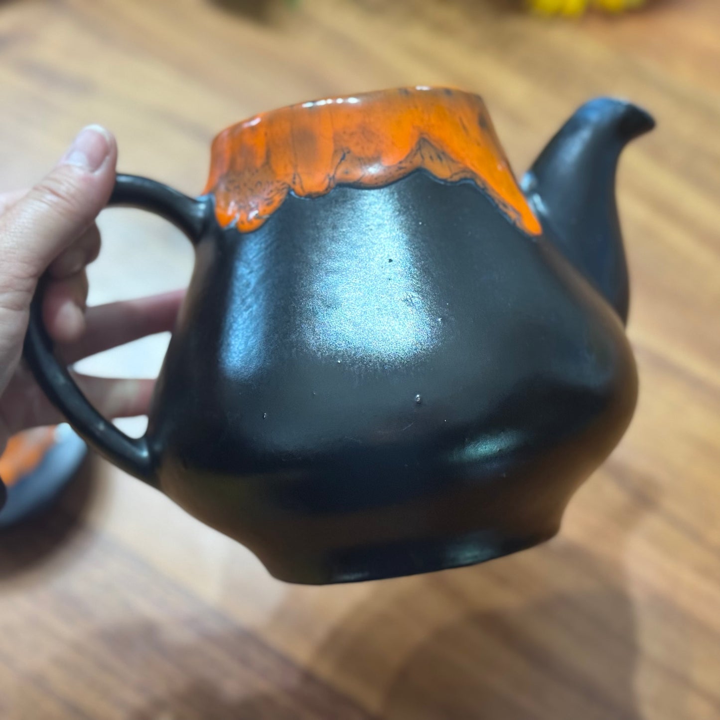 Canadian Pottery Orange Drip Glaze Teapot