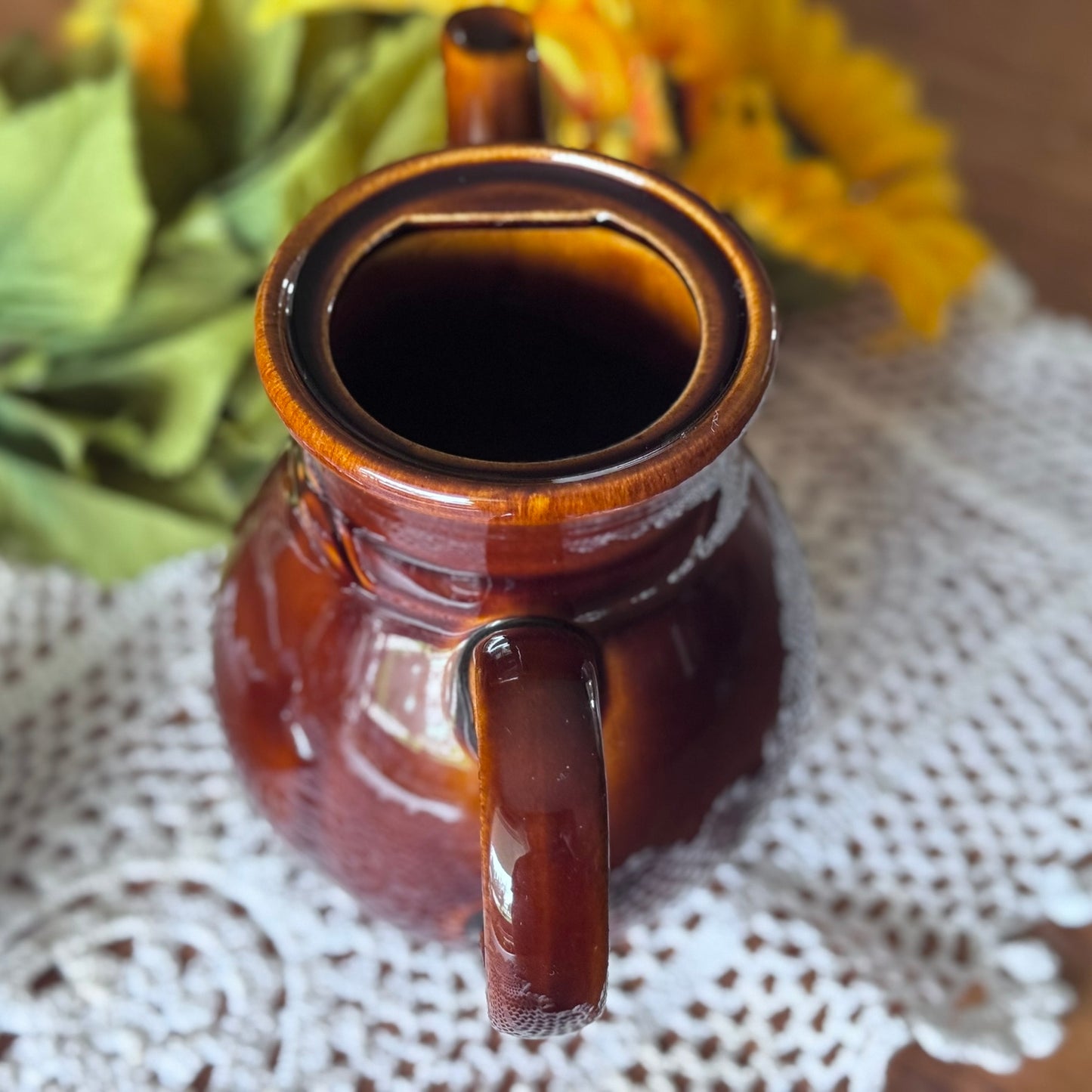 DDR East Germany 0.90L Brown Glaze Teapot