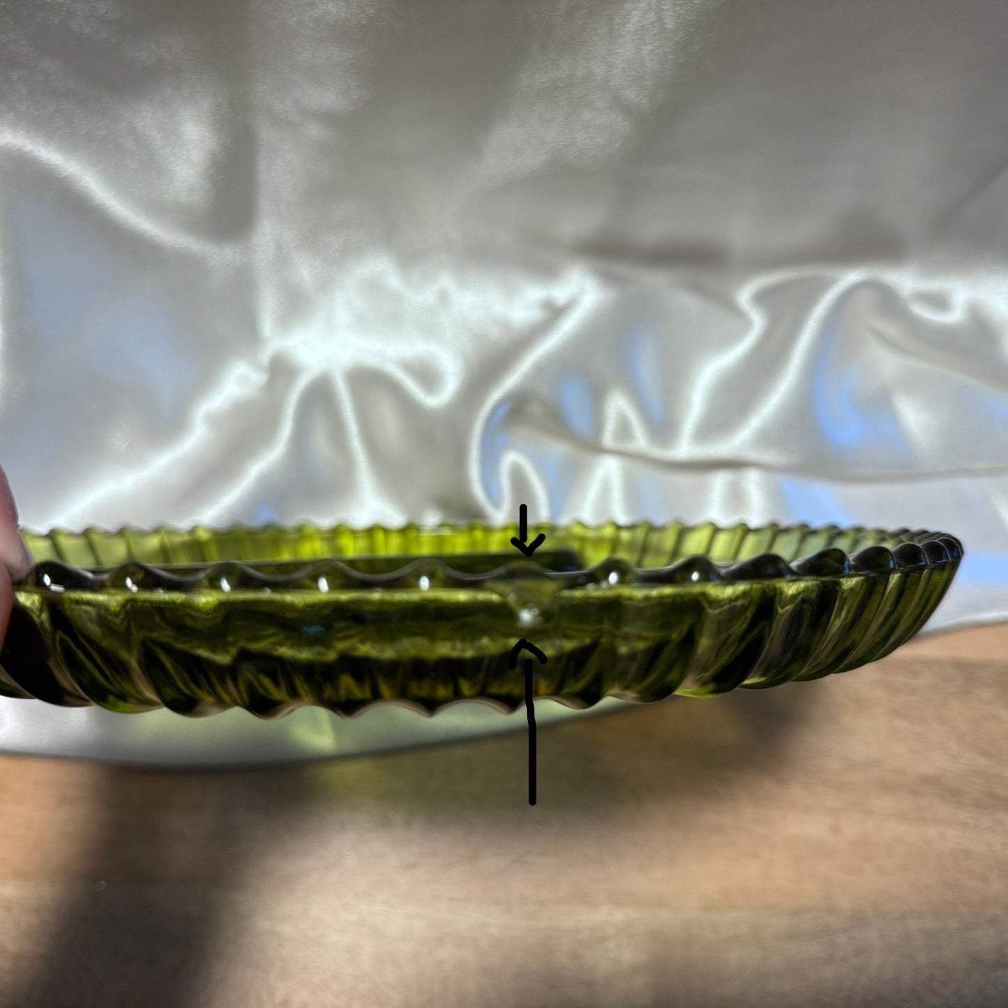 Indiana/Avocado Greenglass  Condiment Dish