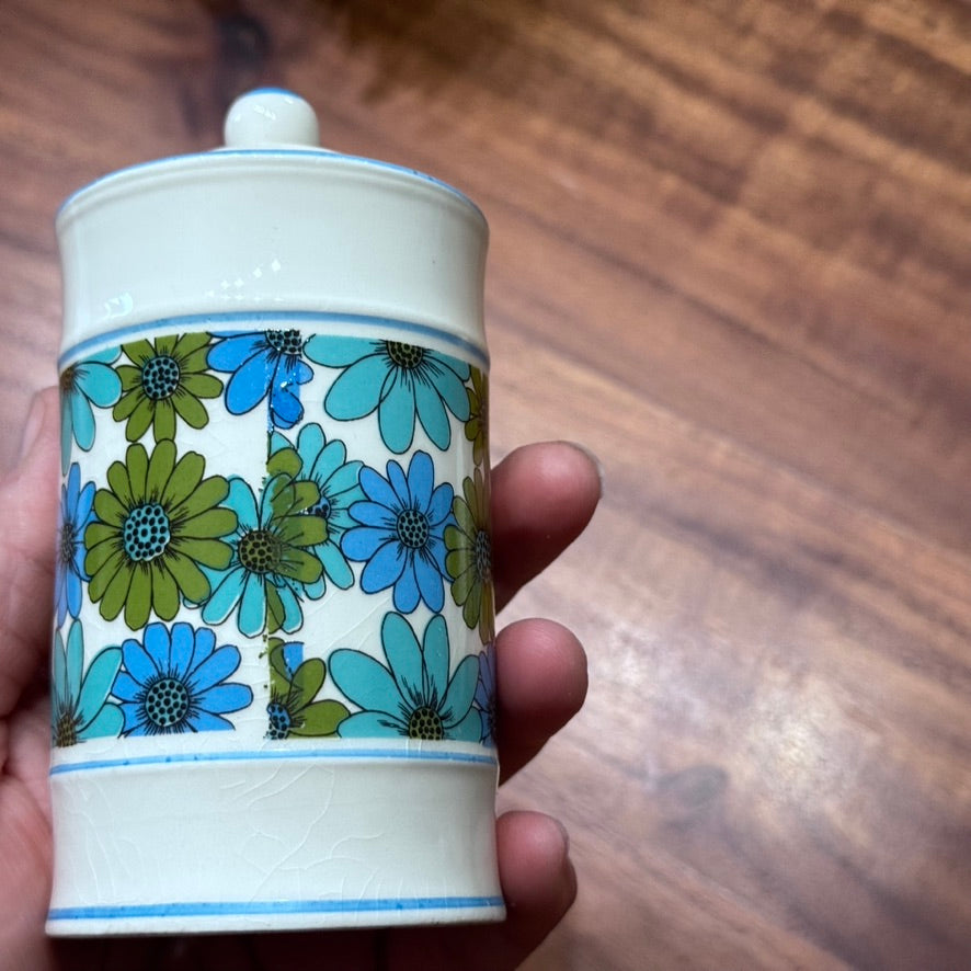 Flower Power Blue/Green/White Salt & Pepper Shakers