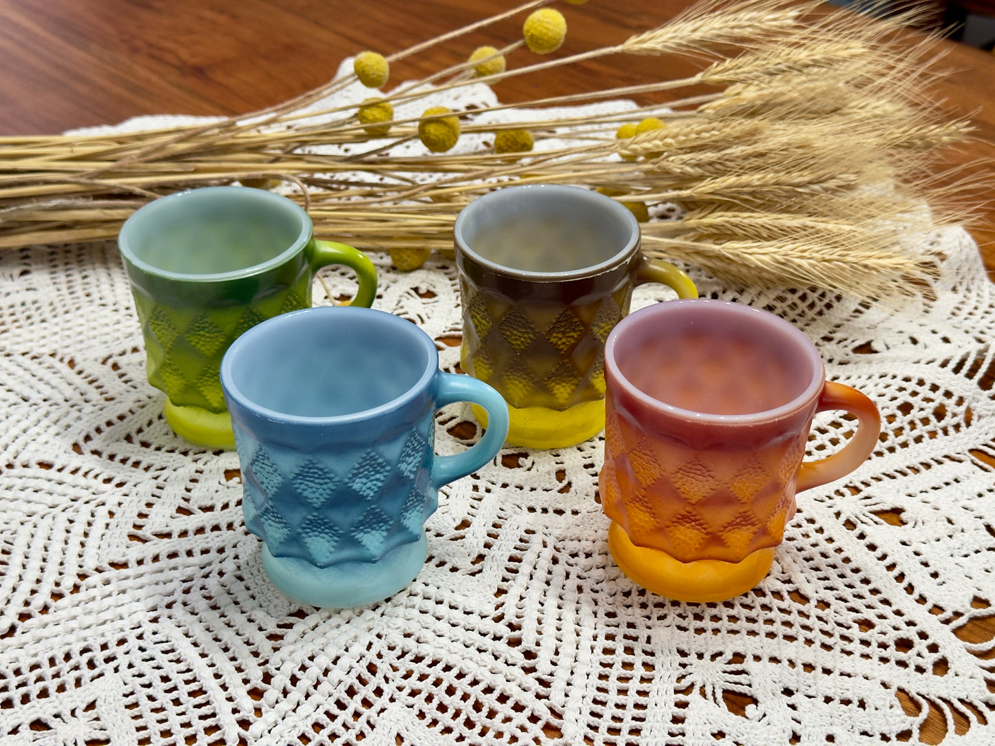 Vintage Anchor Hocking Fire-King 'Kimberly' Rainbow Mug Set
