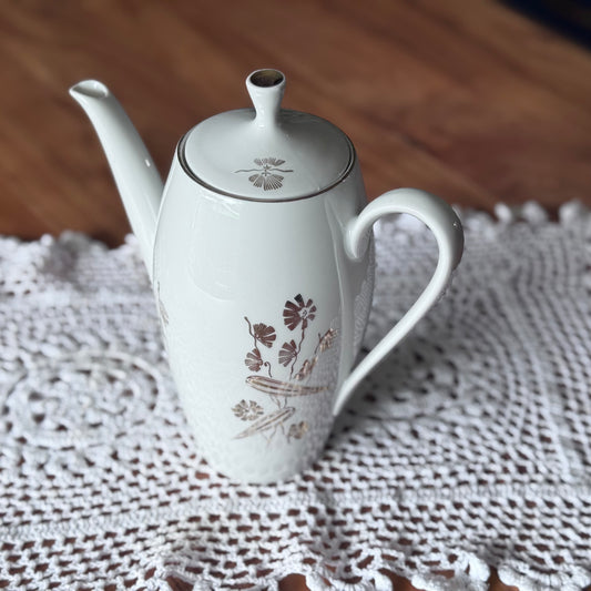 Bohemian White & Gold Floral Coffee/Teapot
