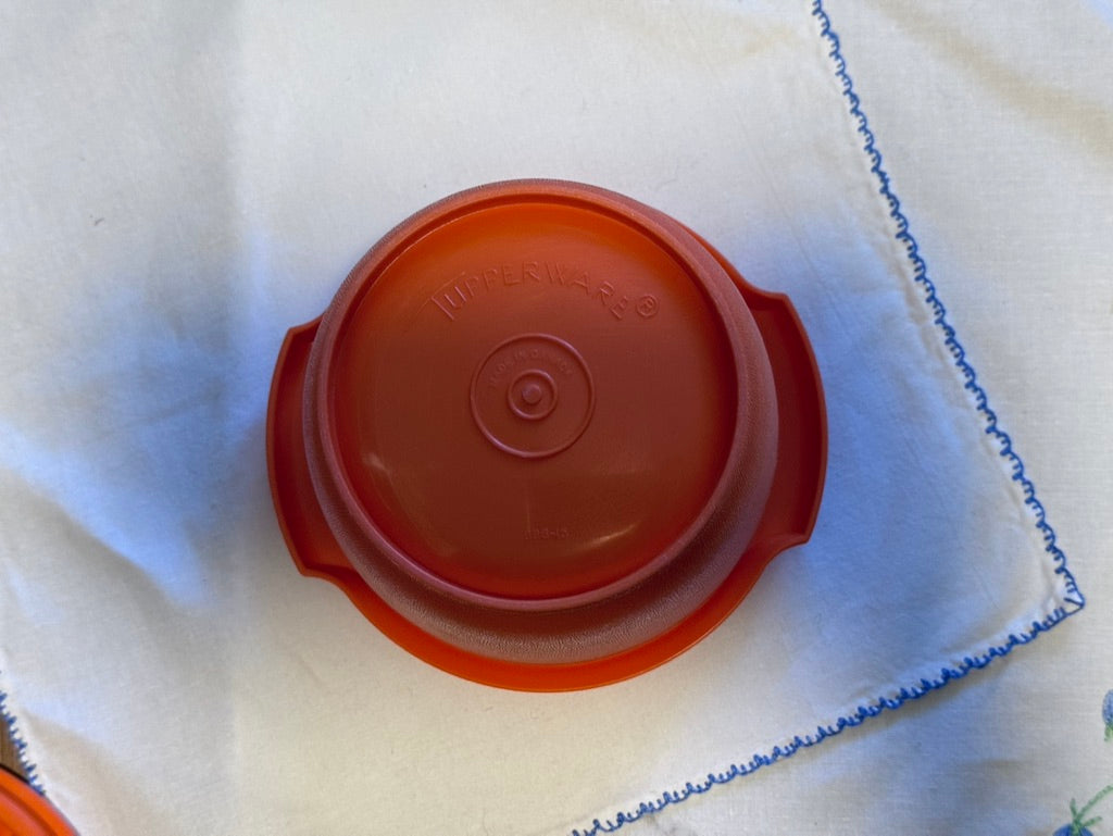 Orange Tupperware Bowls with Lids