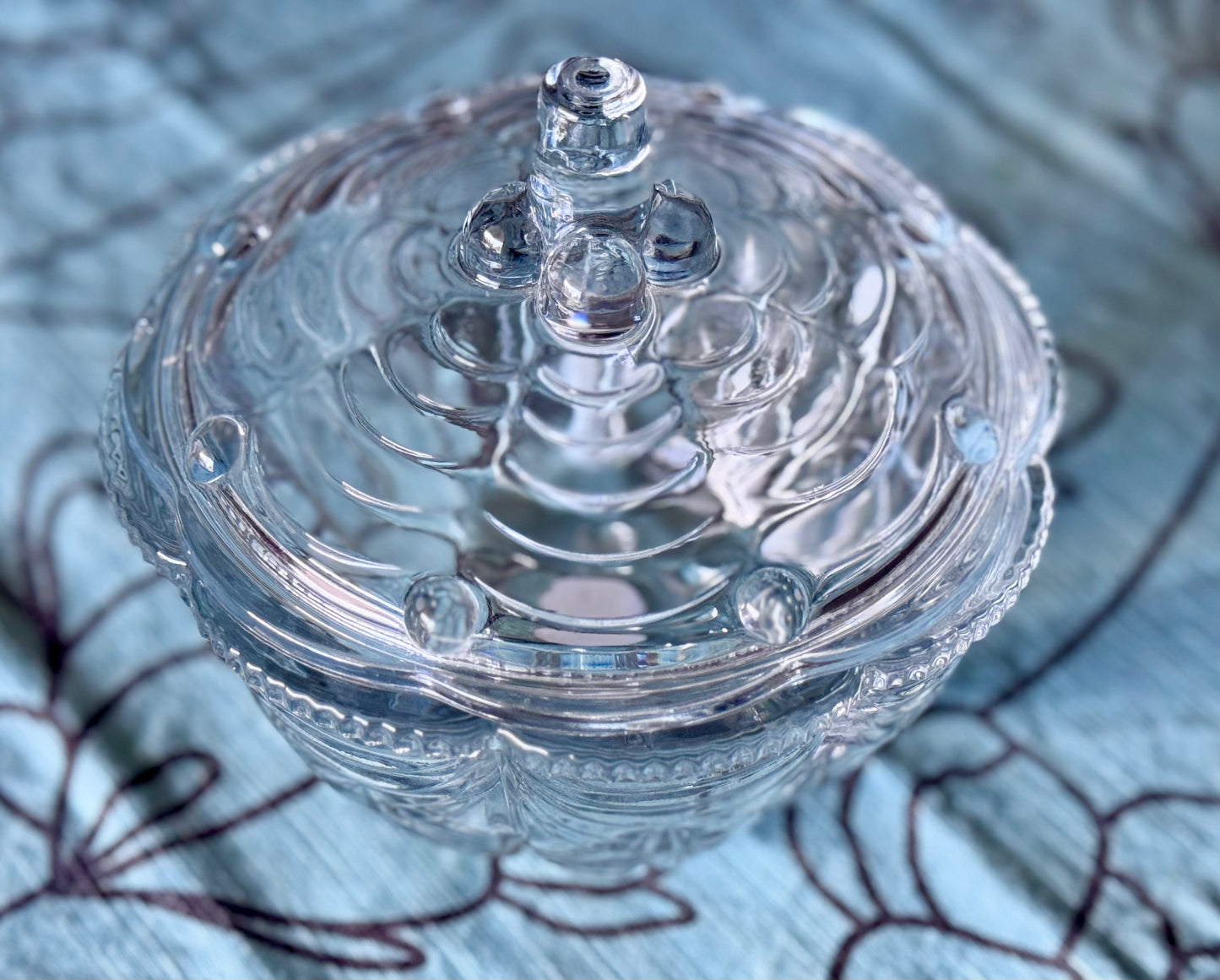 Clear Pressed Glass Candy Dish KIG Indonisia